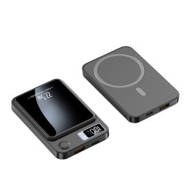 Fast Charge Ultra-thin And Convenient Wireless Magnetic Suction Charging Bank (Option: Black-5000mah)