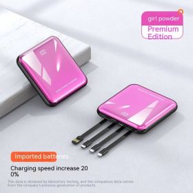 Compact Portable Mobile Power Data Cable 3 In 1 (Option: Pink-Premium-20000mah)