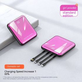 Compact Portable Mobile Power Data Cable 3 In 1 (Option: Pink-Standard-20000mah)