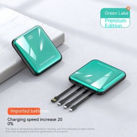 Compact Portable Mobile Power Data Cable 3 In 1 (Option: Green-Premium-20000mah)