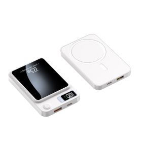 Fast Charge Ultra-thin And Convenient Wireless Magnetic Suction Charging Bank (Option: White-5000mah)