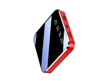 Mini Compact Full Mirror Power Bank (Option: Red-Mini light display)
