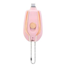 1500mAh Mini Power Emergency Pod Keychain Charger With Type-C Ultra-Compact Mini Battery Pack Fast Charging Backup Power Bank (Option: Dark Pink-Type c)