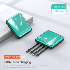 Compact Portable Mobile Power Data Cable 3 In 1 (Option: Green-Flagship-20000mah)