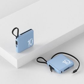 Mini Power Bank Large Capacity Small And Ultra-thin With Cable Portable Power Source (Option: Blue-10000 MA)