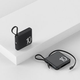 Mini Power Bank Large Capacity Small And Ultra-thin With Cable Portable Power Source (Option: Black-5000 MA)