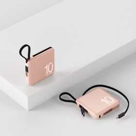 Mini Power Bank Large Capacity Small And Ultra-thin With Cable Portable Power Source (Option: Pink-5000 MA)