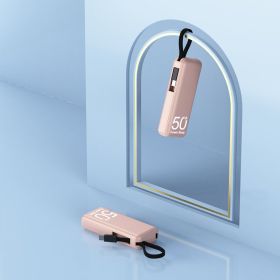 Portable Power Bank Built In Cable External Spare Battery Pack Mini (Option: Pink-5000mAh x Typec port)