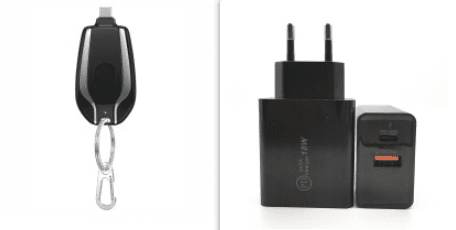 1500mAh Mini Power Emergency Pod Keychain Charger With Type-C Ultra-Compact Mini Battery Pack Fast Charging Backup Power Bank (Option: Black set-Type c)